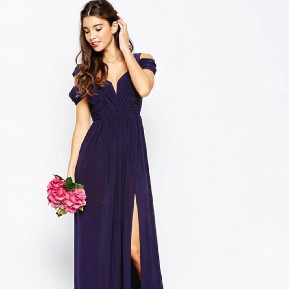 Drape Cold Shoulder Maxi Dress